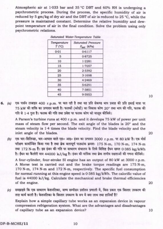 UPSC Question Paper Mechanical Engg. 2019 Paper 2